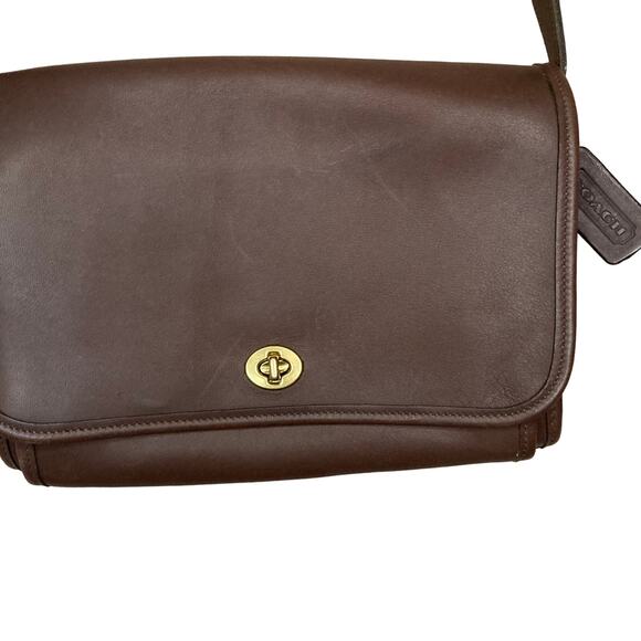 Vintage COACH 9812 Ridgefield Flap Bag Dark Brown Full-grain Leather Excellent - Picture 14 of 16